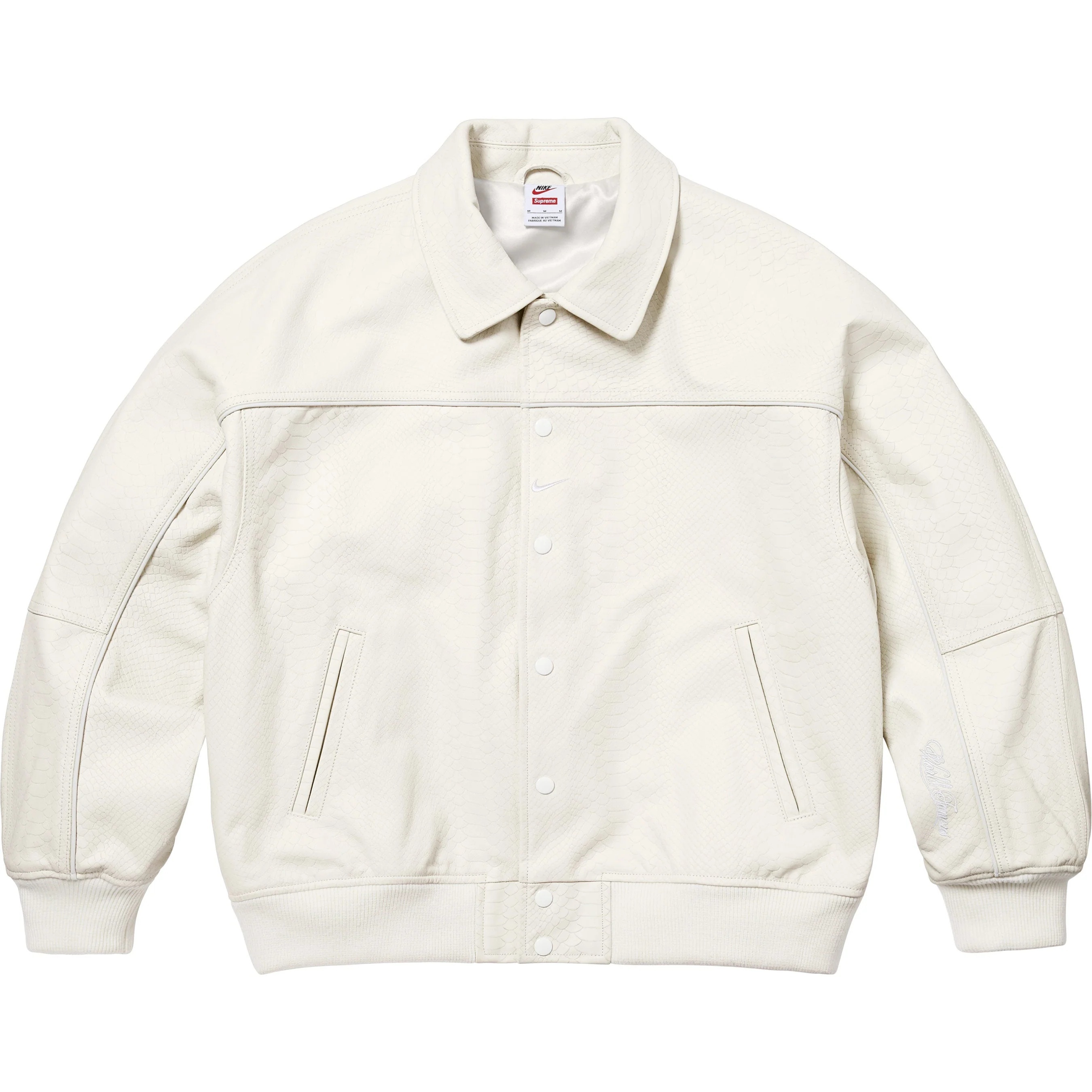Supreme®/Nike® Leather Varsity Jacket view 3